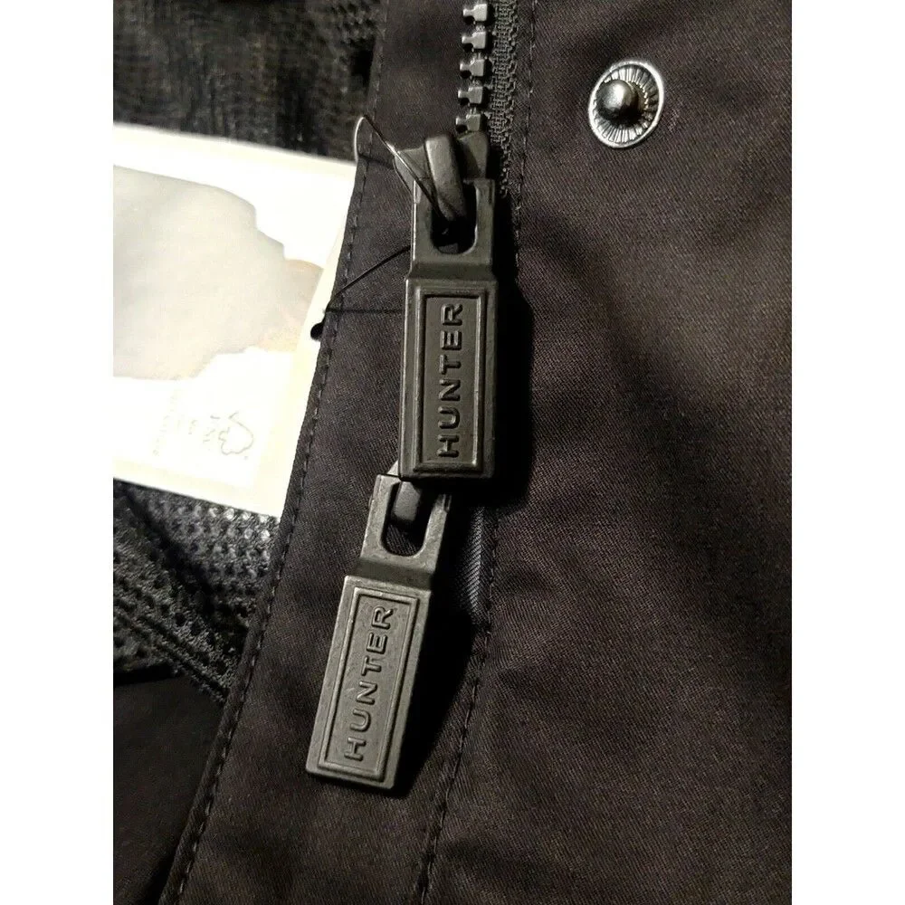 HUNTER Women's XL Cotton Smock Hooded Rain Jacket Water Resistant Black NWT - Picture 10 of 13